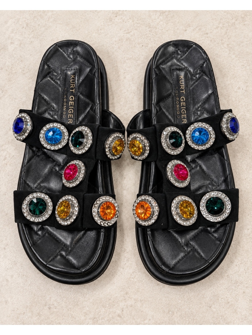 Kurt Geiger Black Jewel Embellished Slide Sandals